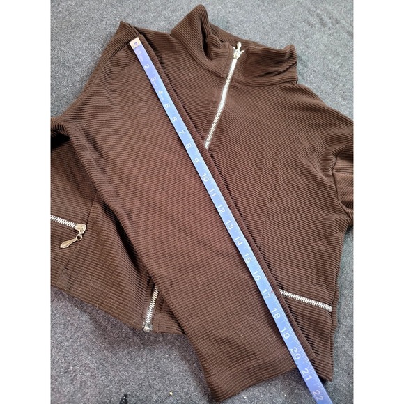 Vintage 70s 80s Brown Sweat Set High Rise Pants Cropped Jacket S/M Mod Disco - Picture 13 of 13